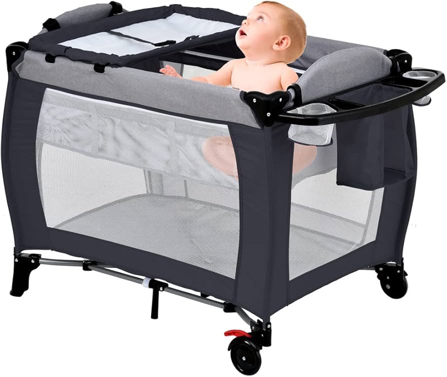 Amazon.co.jp: ベビーベッド 折りたたみ プレイヤード おむつ替え